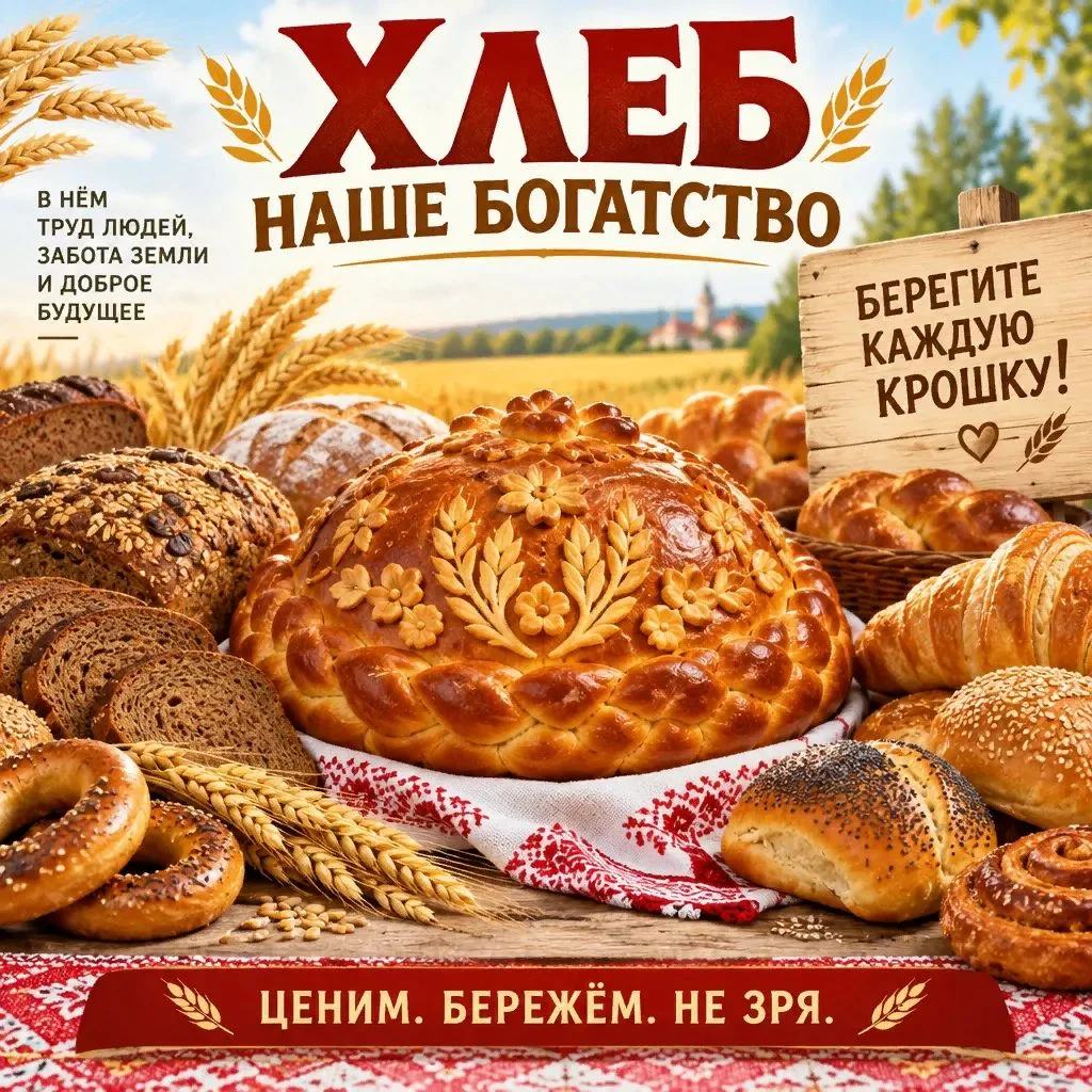 ✴️Хлеб — не просто еда, а часть нашей культуры и истории. В нём — труд хлеборобов, пека...