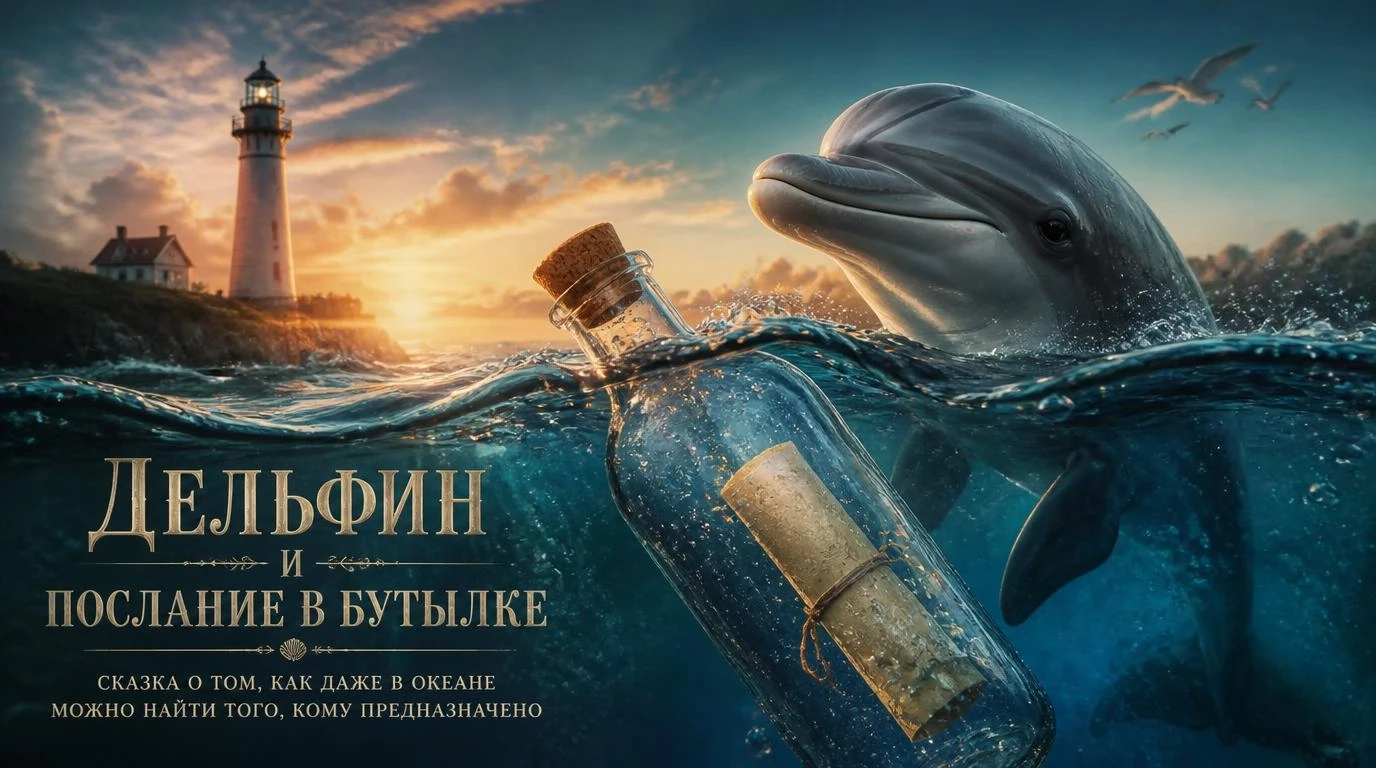 Дельфин и послание в бутылке