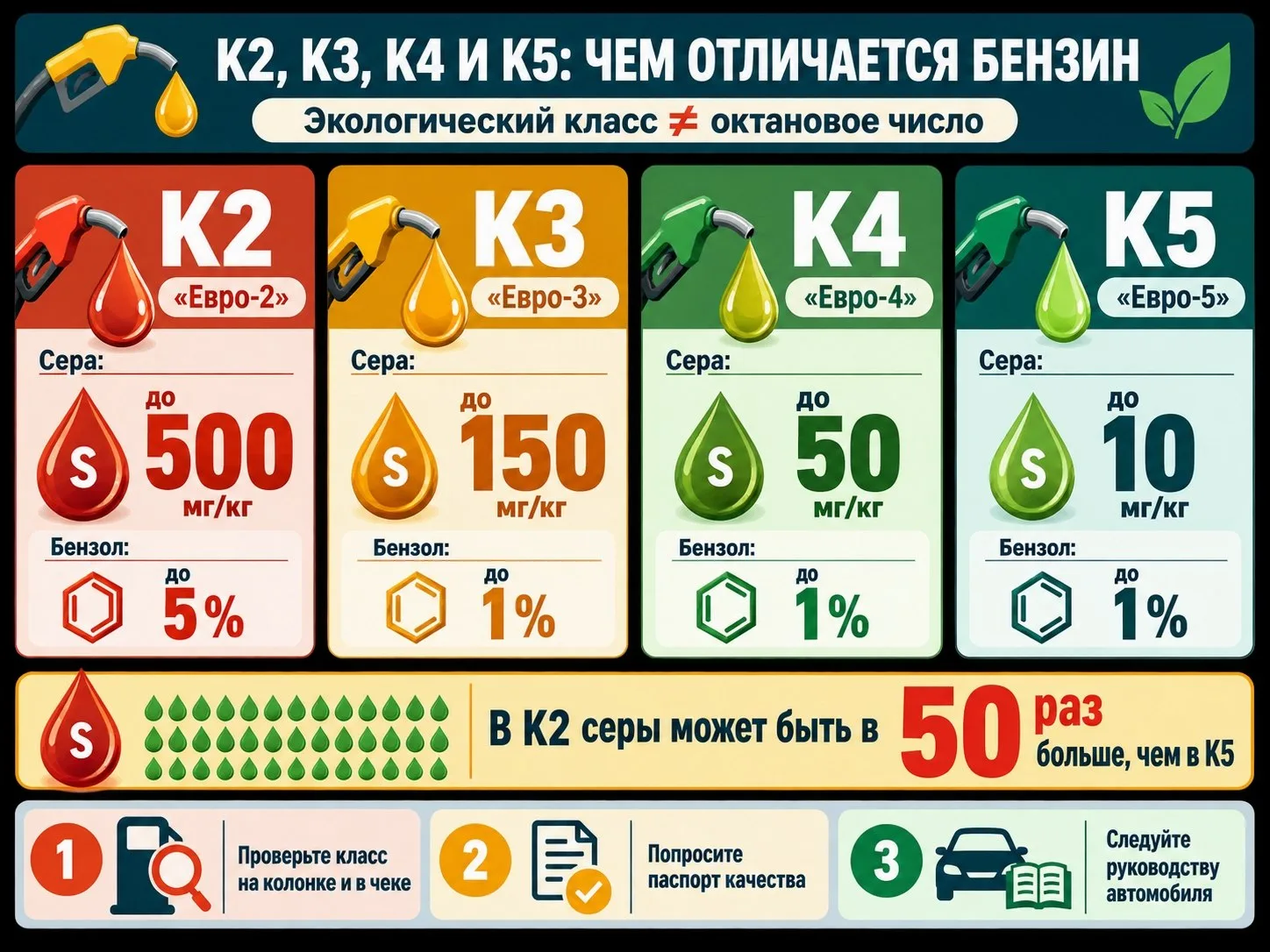 ⚠️ На АЗС Петербурга и Ленобласти появился бензин пониженного качества классов К4, К3 и К2