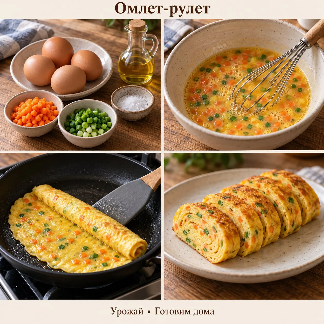 🍳 Омлет-рулет — нежный завтрак с овощами