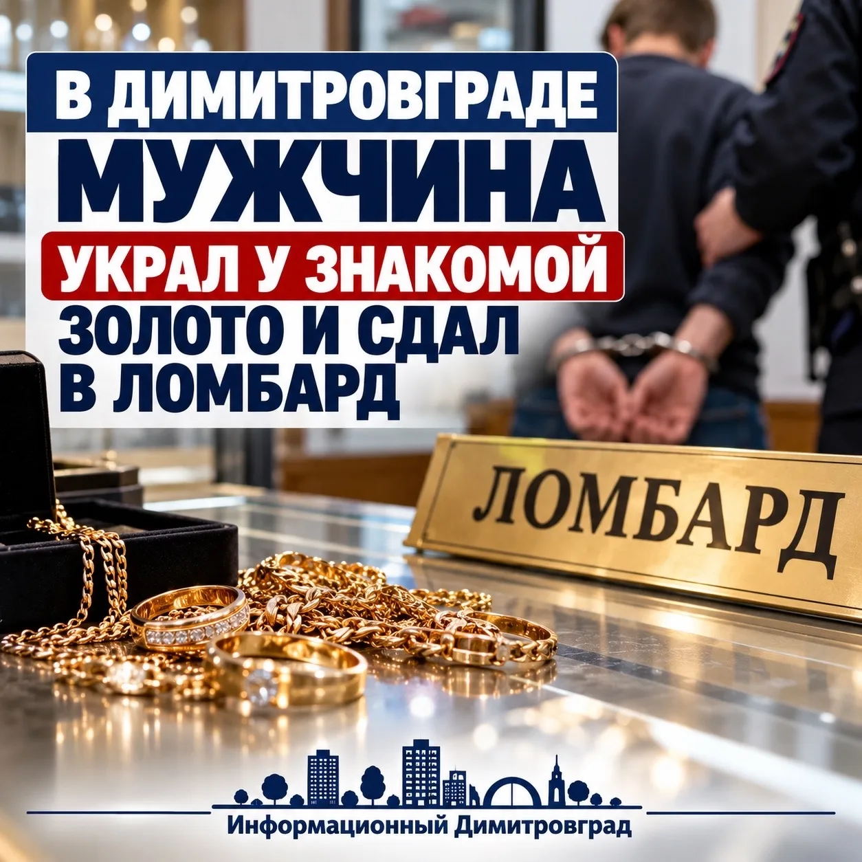В Димитровграде мужчина украл у знакомой золото и сдал в ломбард
