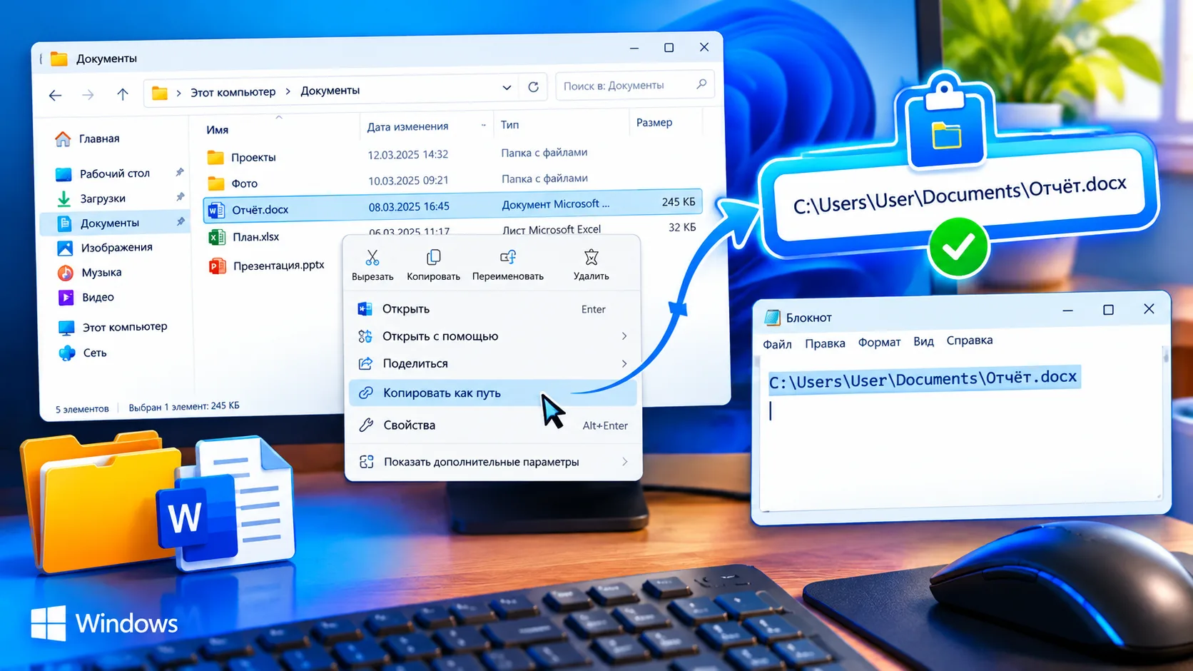 📂 НЕ ОБЯЗАТЕЛЬНО ОБЪЯСНЯТЬ, ГДЕ ЛЕЖИТ ФАЙЛ — WINDOWS МОЖЕТ СКОПИРОВАТЬ ЕГО ПОЛНЫЙ ПУТЬ