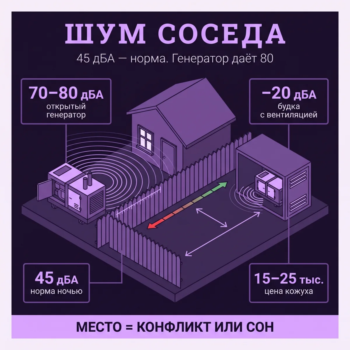 📢 Генератор соседа гудит всю ночь: 45 децибел и что с этим сделать