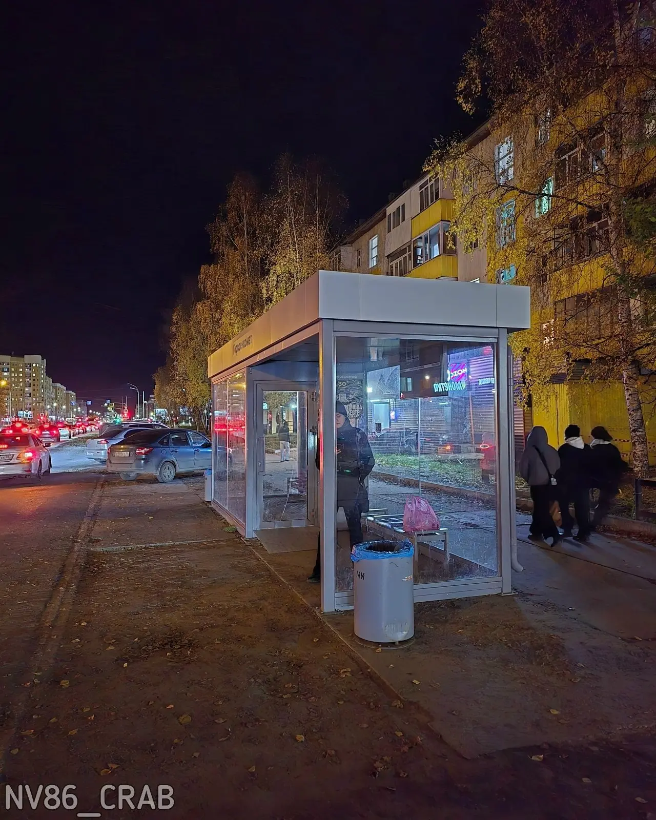 Разбито ещё одно стекло остановки
