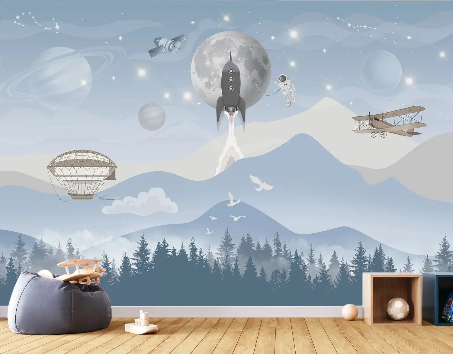 🚀 Фотообои 3D «Космос» для детской