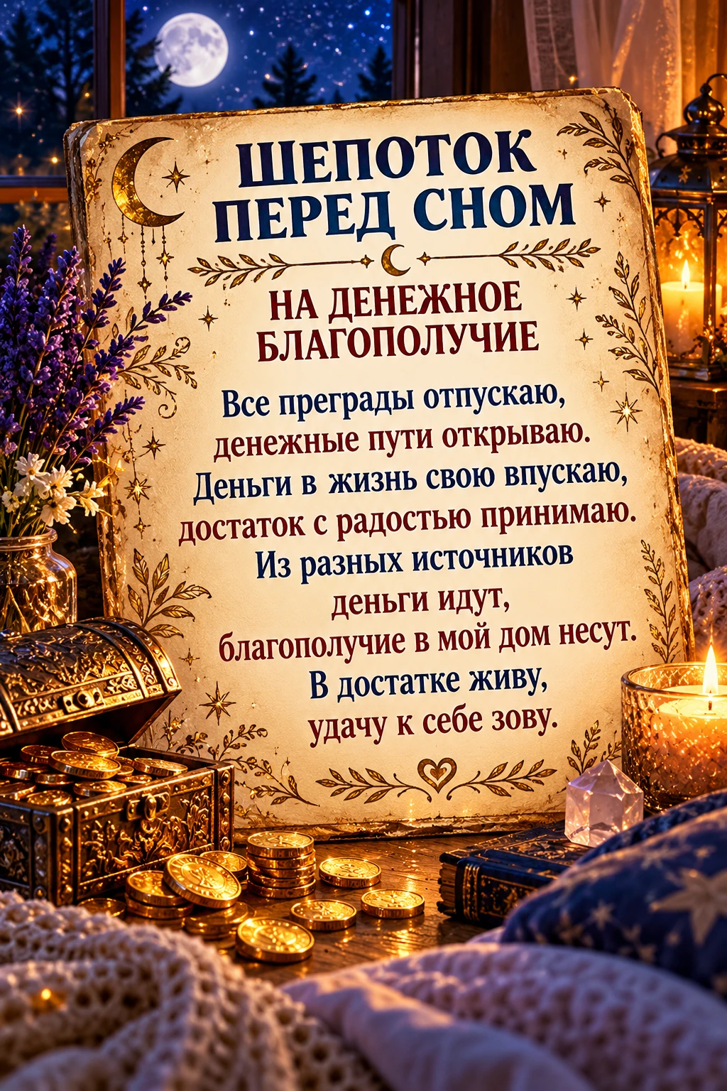 🌙 ШЕПОТОК ПЕРЕД СНОМ НА ДЕНЕЖНОЕ БЛАГОПОЛУЧИЕ