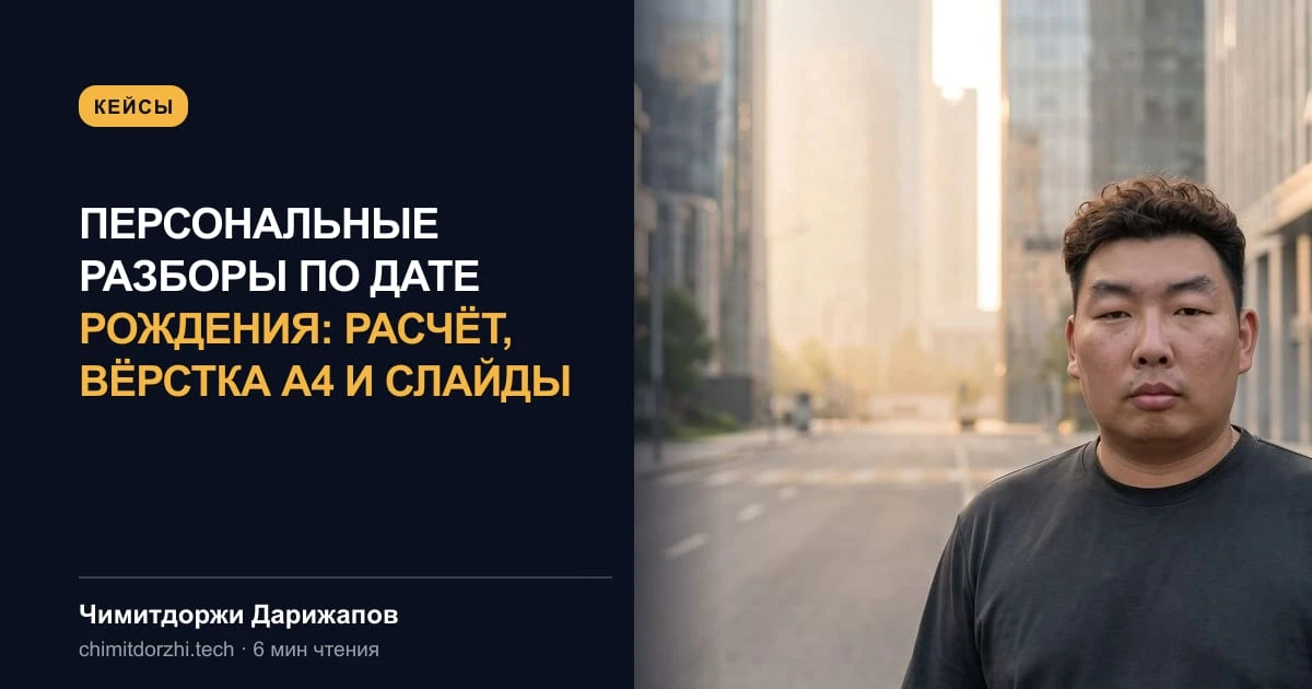 Персональные разборы по дате рождения: расчёт, вёрстка A4 и слайды