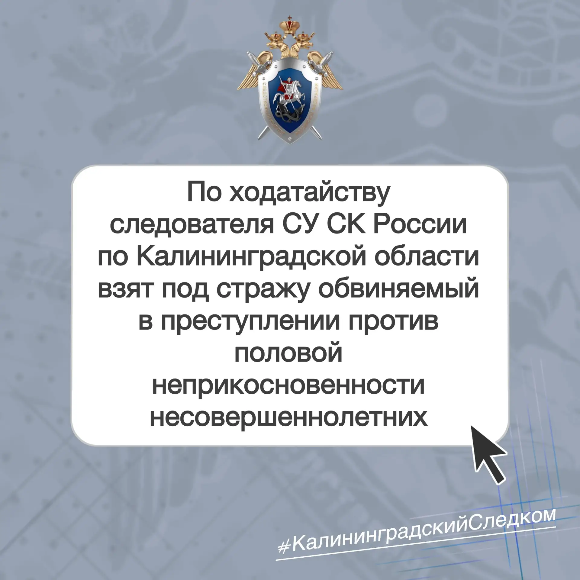 📃В Калининграде по ходатайству следователя регионального управления СКР заключен под с...