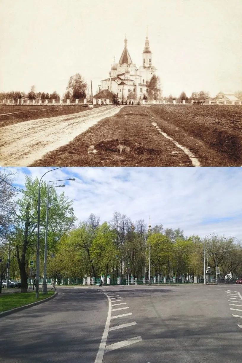 Церковь Успения Богородицы в Вишняках, 1886 год и 136 лет спустя.