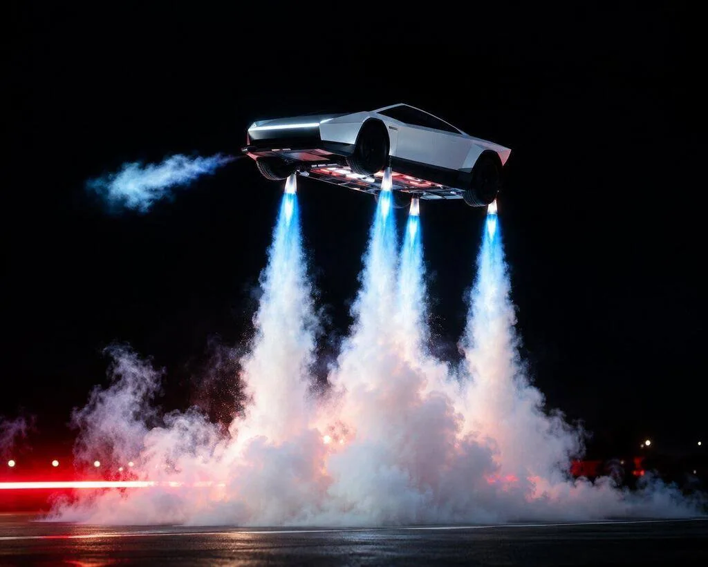 Tesla Roadster взлетел в воздух