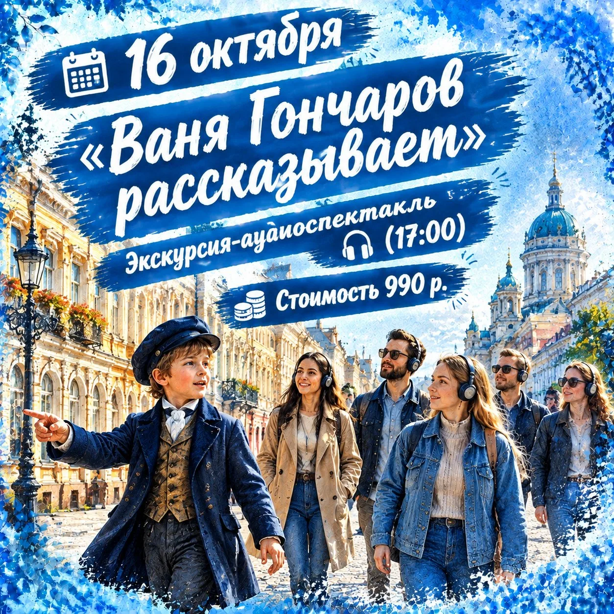 📅 16 октября "Ваня Гончаров рассказывает" Экскурсия-аудиоспектакль в 🕐 17:00.