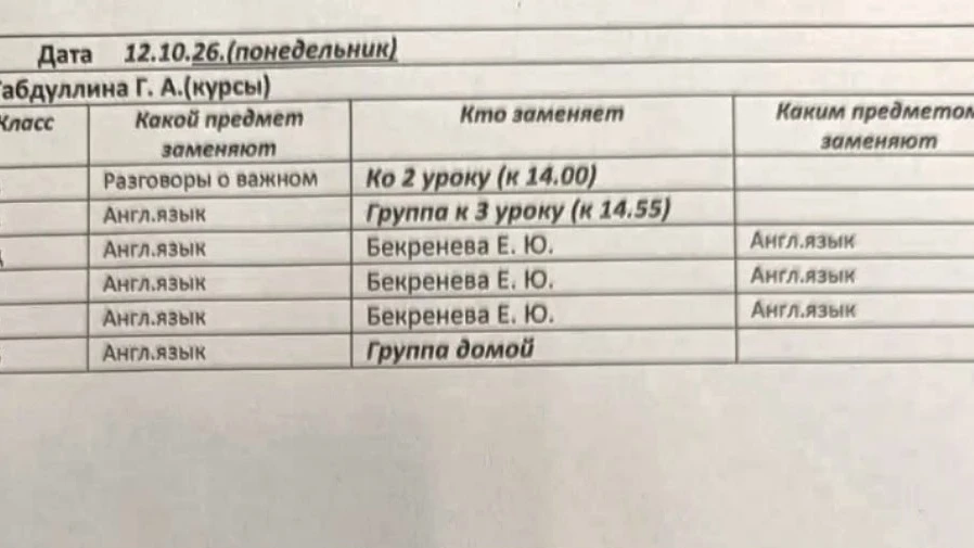 Изменения в расписании на понедельник, 12 сентября