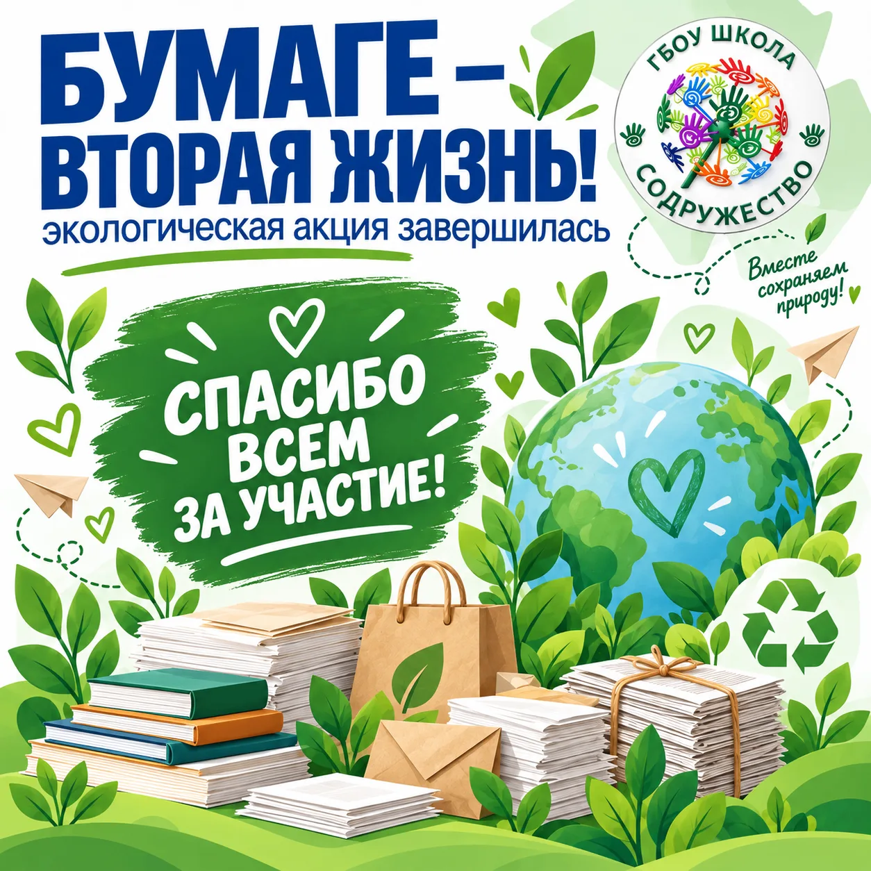 ♻️ «Бумаге — вторая жизнь!»: вместе собрали 1780 кг макулатуры!