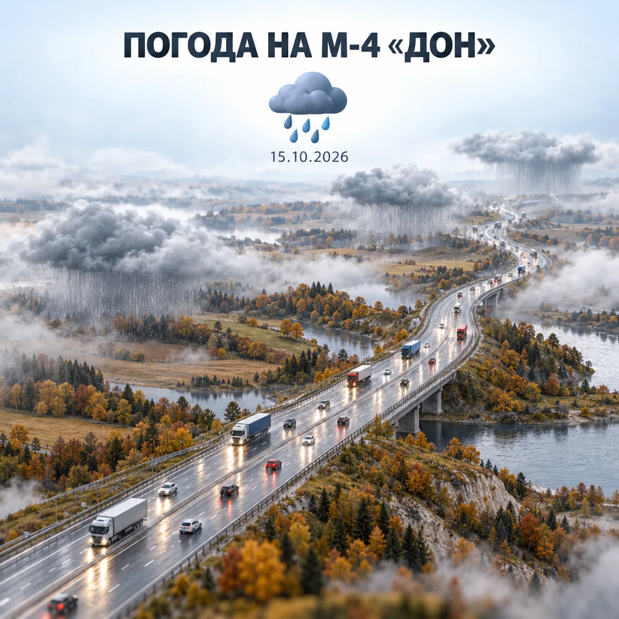 🌧 Погода на М-4 «Дон» — 15 октября