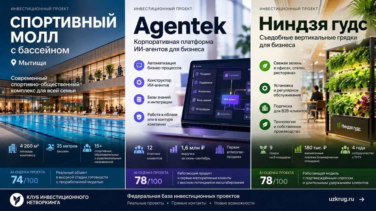 Три проекта из вчерашнего поступления в Федеральную базу инвестиционных проектов.