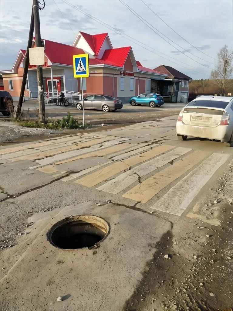 На перекрёстке в пос. Красная Горка чудом не оставил колесо.