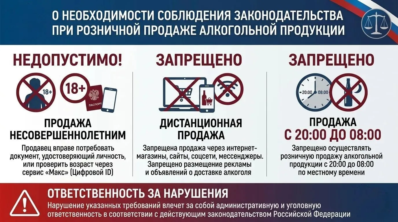 🚫 Важно для продавцов алкоголя: напоминаем о ключевых требованиях закона!