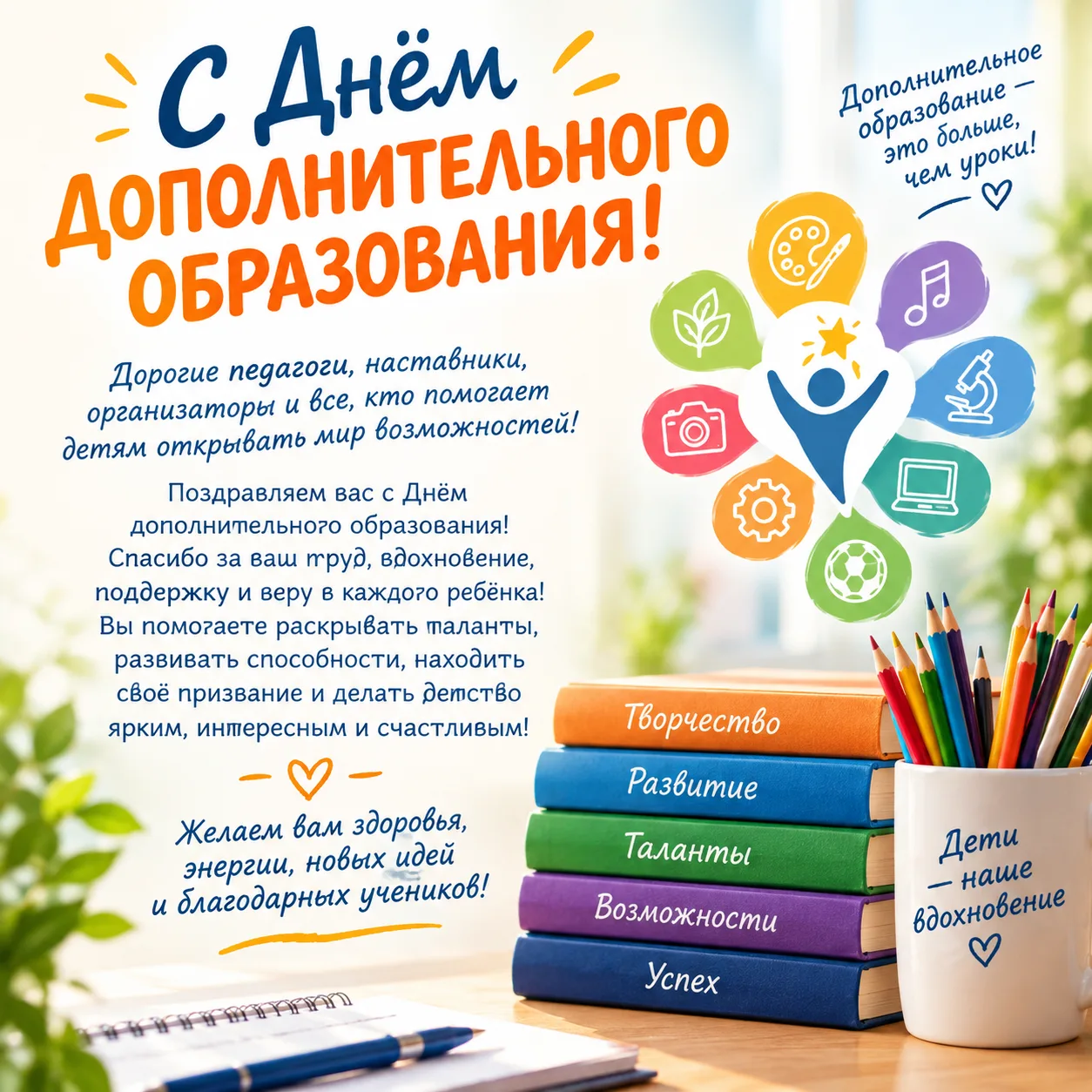 Уважаемые педагоги дополнительного образования! Поздравляем вас с профессиональным праз...