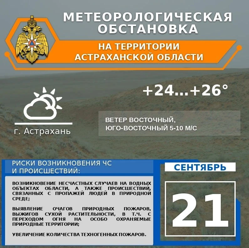 Ясная погода ждёт астраханцев 11 октября
