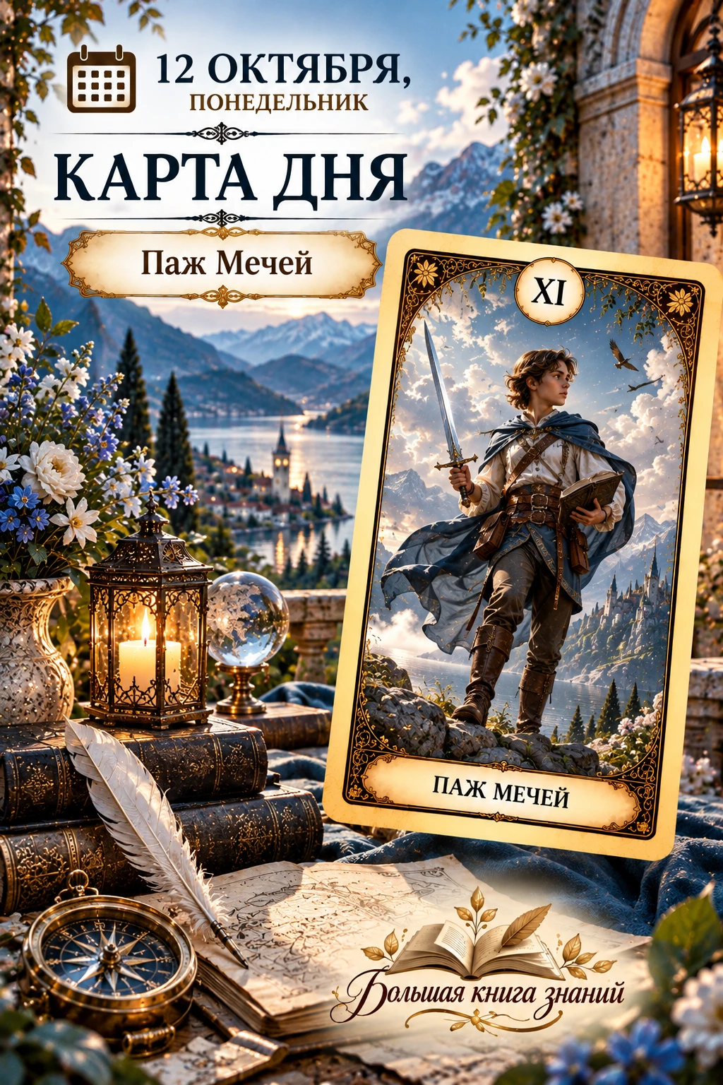 📅 12 октября, понедельник — карта дня: Паж Мечей ⚔️