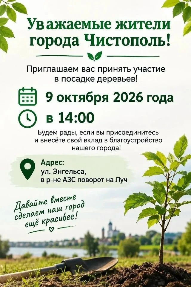 🌲 Чистополь присоединится к всероссийской посадке деревьев