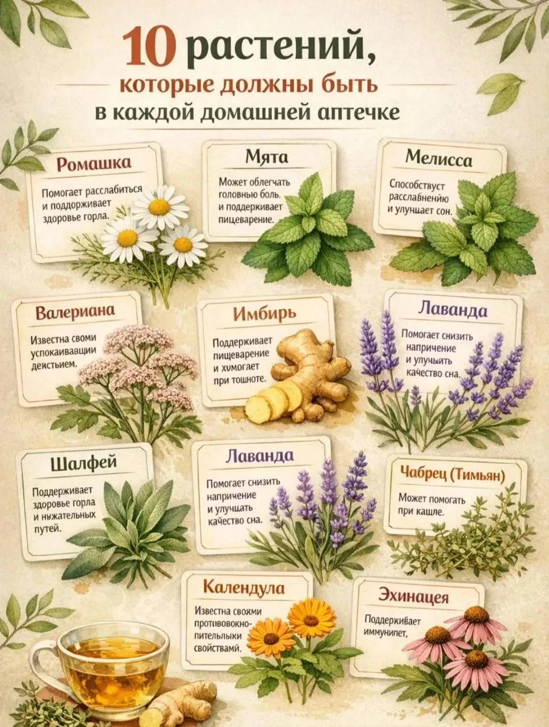 10 растений, которые стоит иметь в домашней аптечке