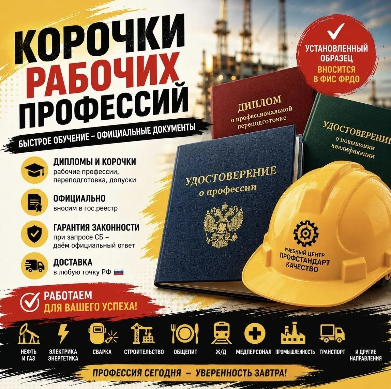 ❗️Поможем обучиться, оформить и получить КОРОЧКИ РАБОЧИХ ПРОФЕССИЙ (свидетельство + удо...