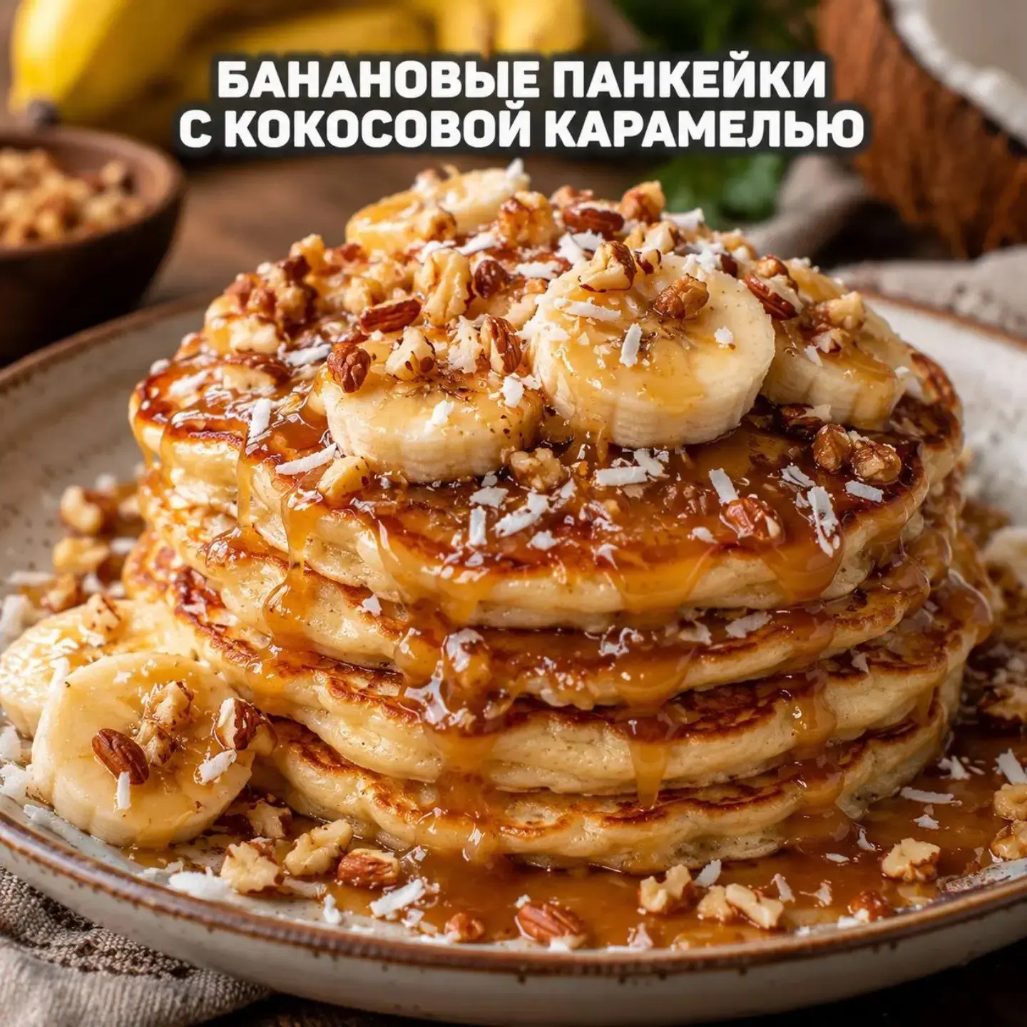 🍌 БАНАНОВЫЕ ПАНКЕЙКИ С КОКОСОВОЙ КАРАМЕЛЬЮ
