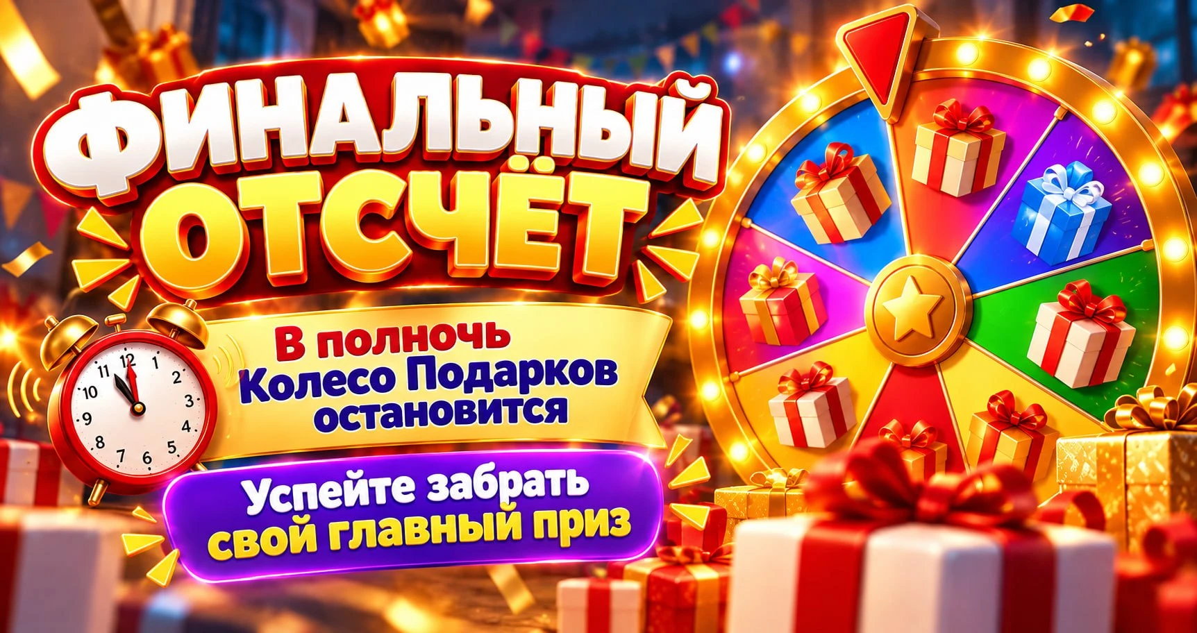 ⚡️⚡️⚡️В полночь Колесо Подарков останавливается, а ценные призы ещё есть