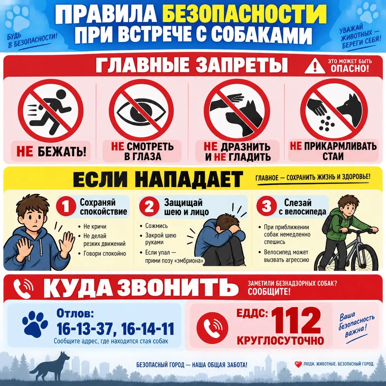 🚨 Важно: как вести себя при встрече с безнадзорными собаками