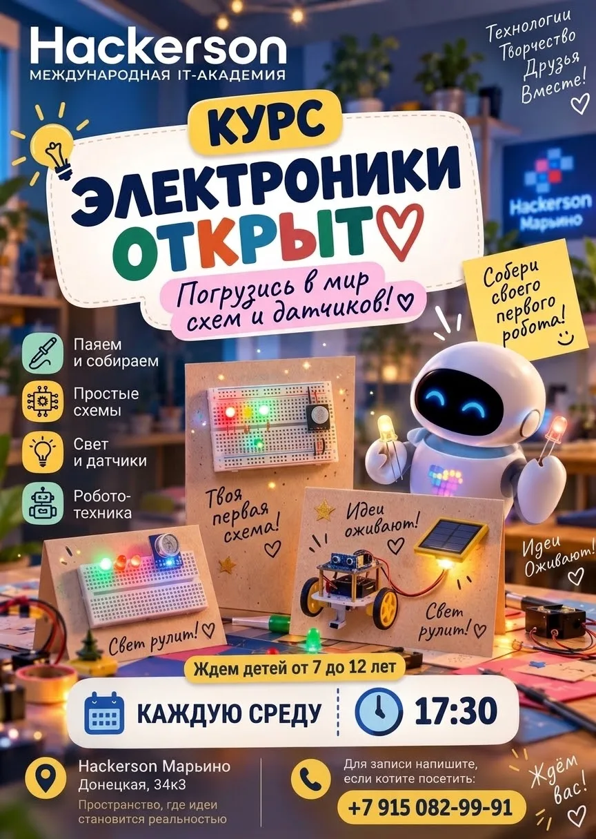 Курс по электронике открыт ! Идёт запись в группу.