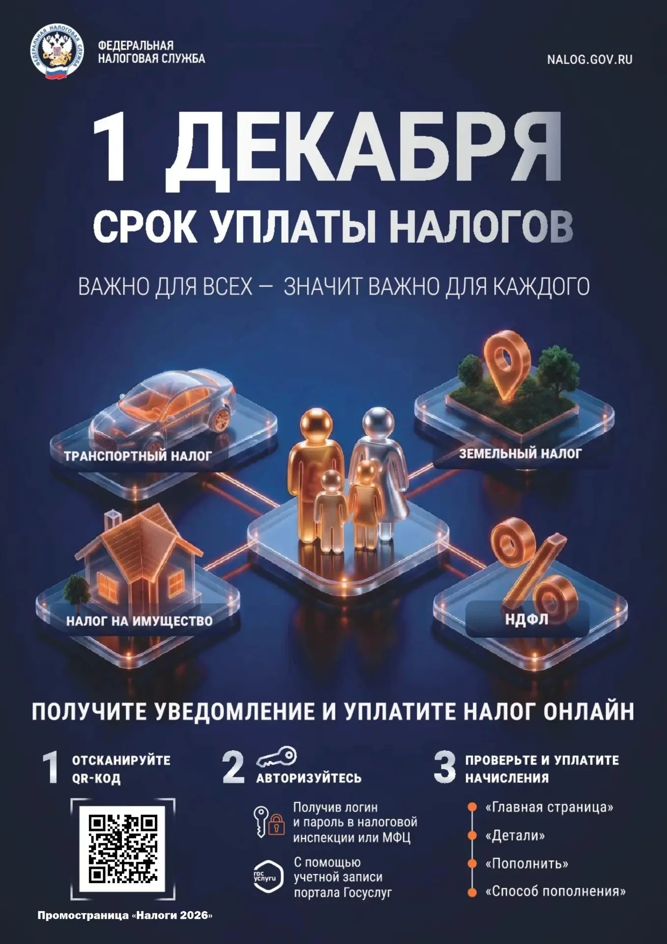 Напоминаем, до 1 декабря владельцы недвижимости и транспорта должны оплатить налоги за ...
