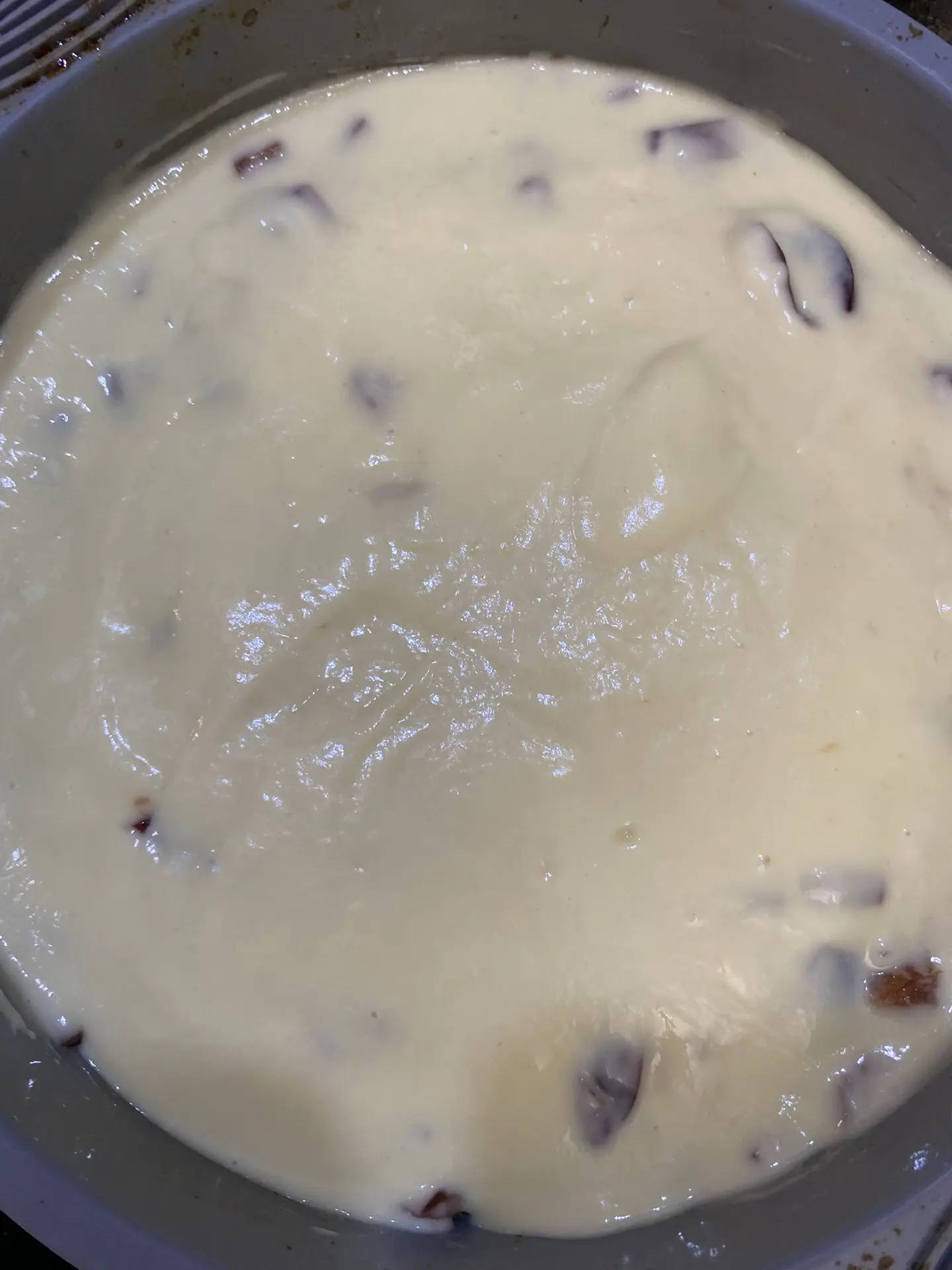 I spread the filling on the bottom layer and poured the leftover batter over it.