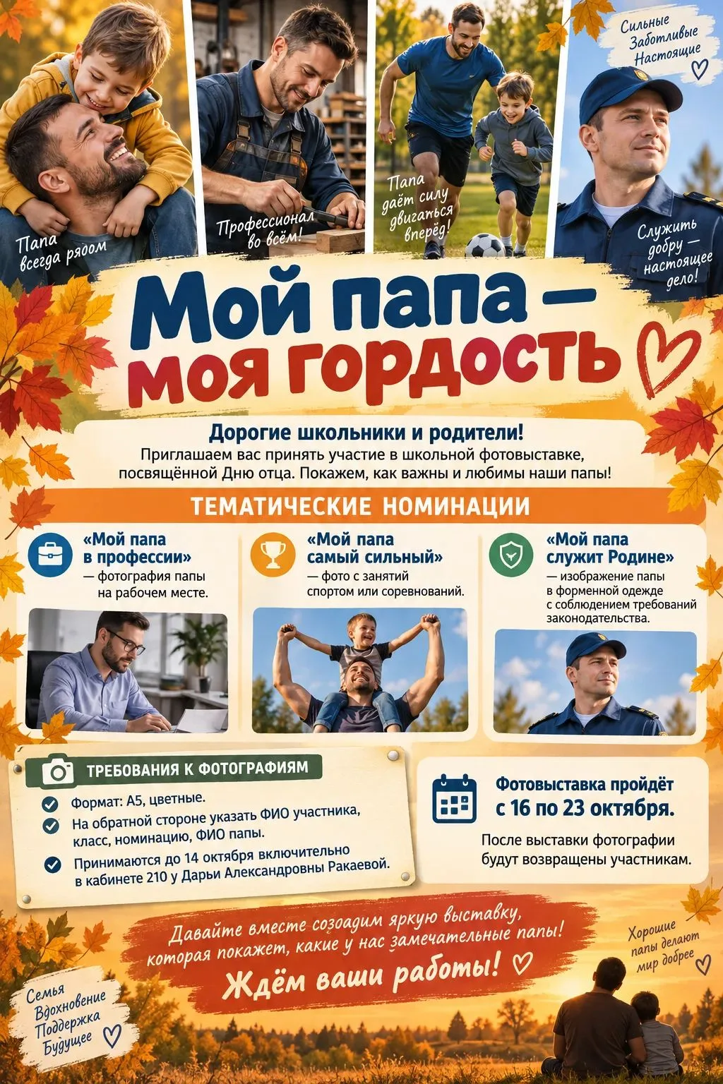 Дополнения, по выставке: фотографию к участию допускаются только в формате А5 напечатан...