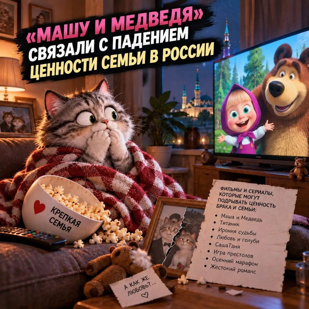 😳 «Машу и Медведя» записали в угрозу семейным ценностям в России