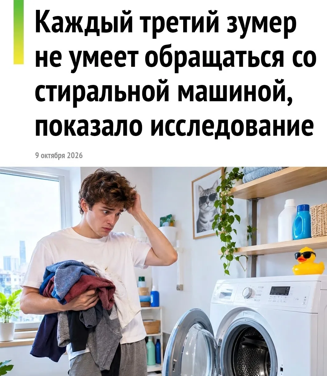 ❗ Опрос показал, что большая часть зумеров может не стирать вещи несколько месяцев из-з...