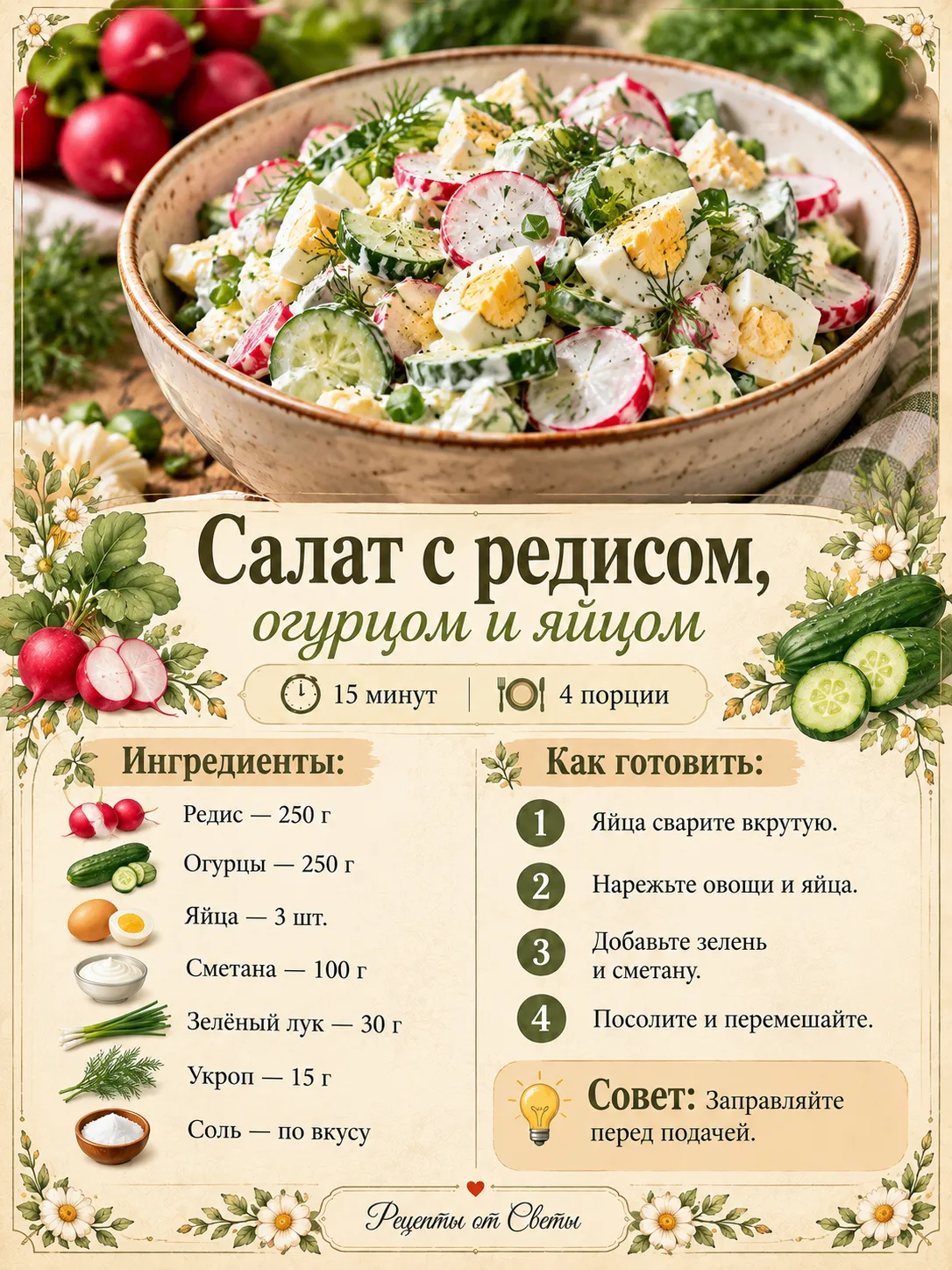 🥗 Хрустящий, свежий и яркий салатик, который добавит весеннего настроения даже осенью!