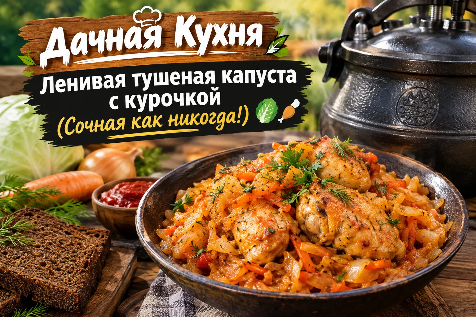 Ленивая тушеная капуста с курочкой (Сочная как никогда!) 🥬🍗