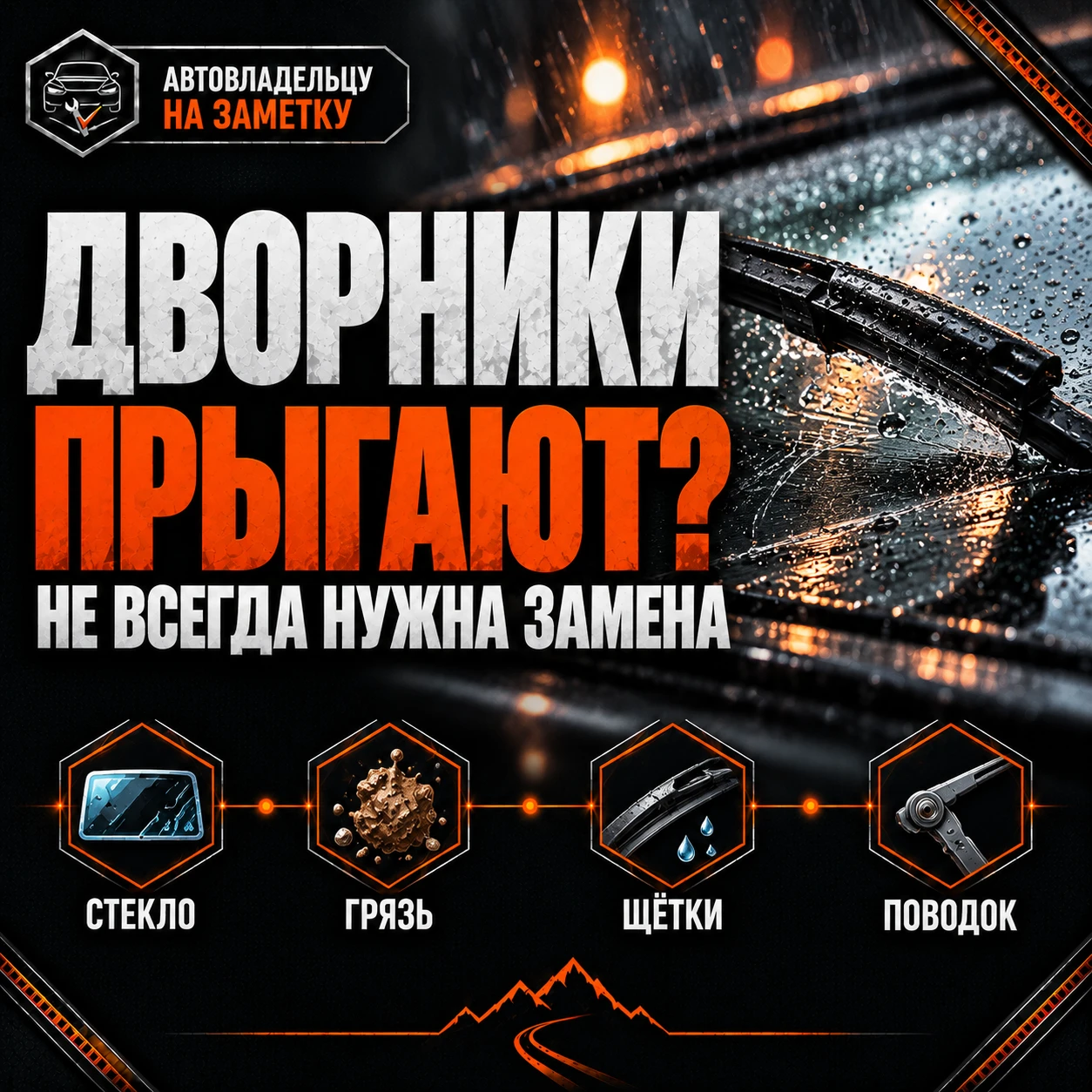 🚗 Дворники начали прыгать по стеклу? Новые щётки могут не решить проблему