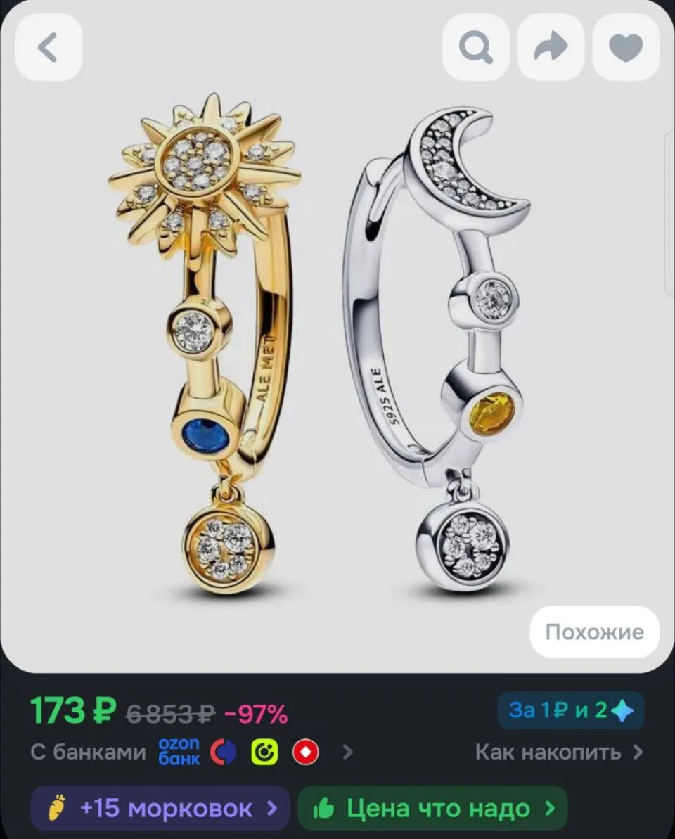PANDORA Серьги кисточки