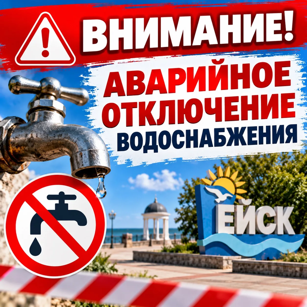 ❗В связи с проведением аварийно-восстановительных работ на разводящих сетях г. Ейск, ул...