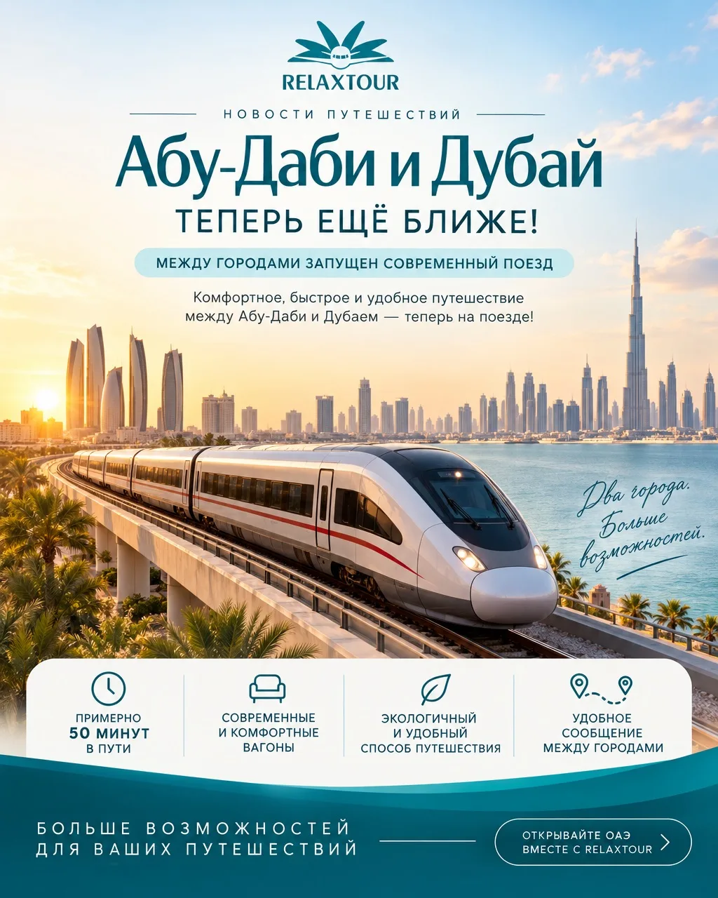 🚆С 30 сентября между Абу -Даби и Дубаем запустили скоростные поезда