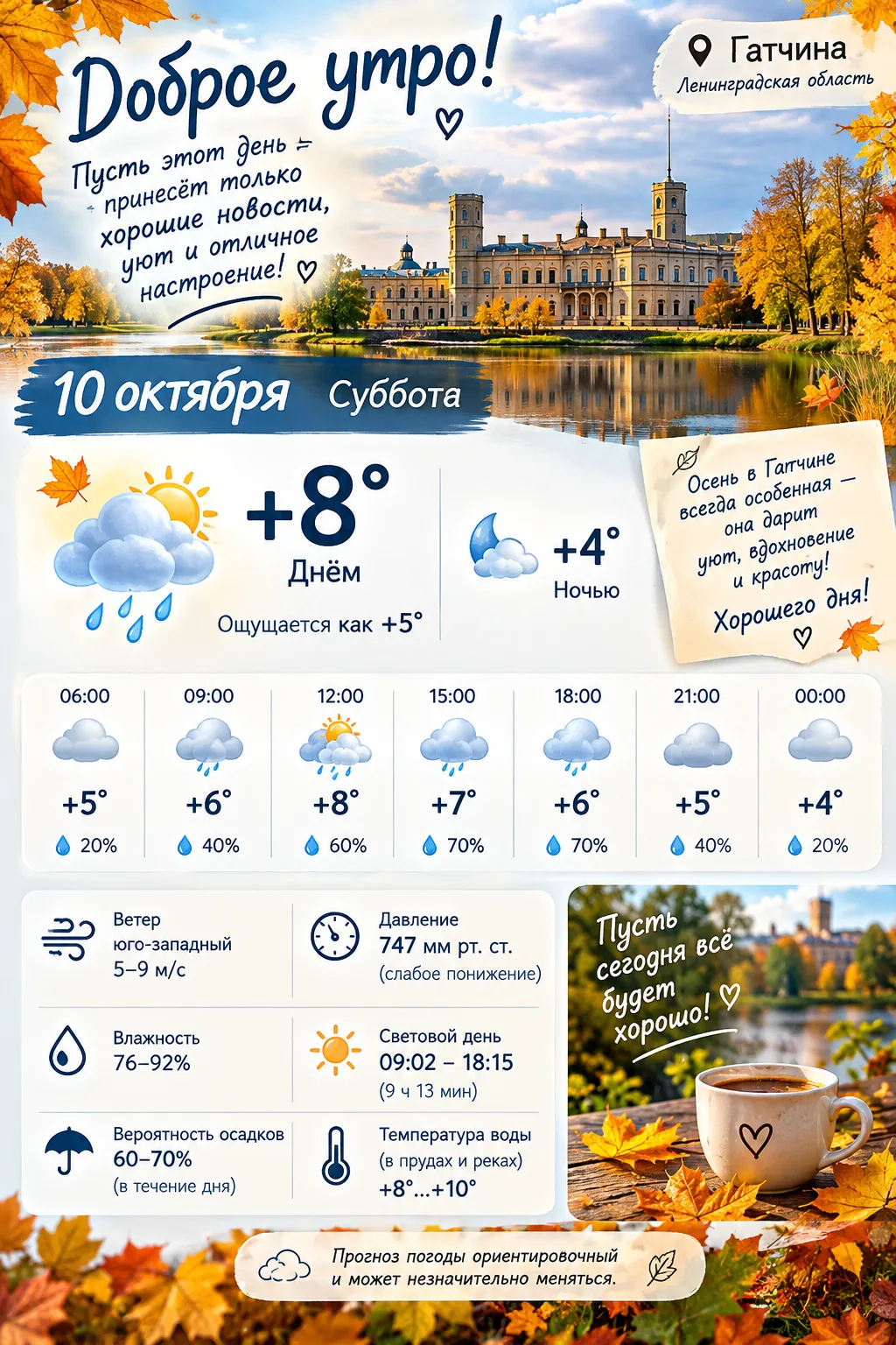 Погода на сегодня в Гатчине 🌤️