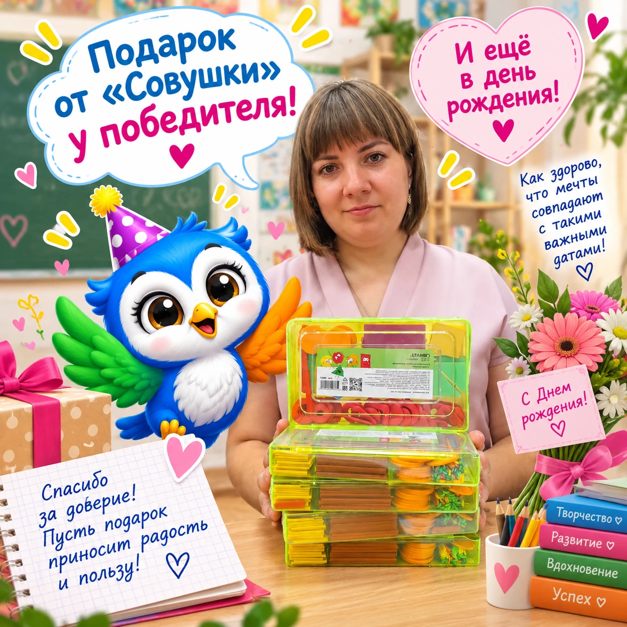 🎁 Вот это совпадение — подарок от «Совушки» пришёл прямо в день рождения! 🦉💙 Пусть о...