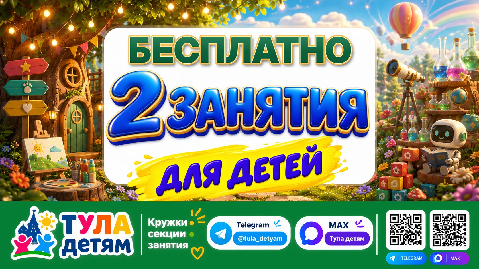 🆓 2 бесплатных занятия для детей в Туле