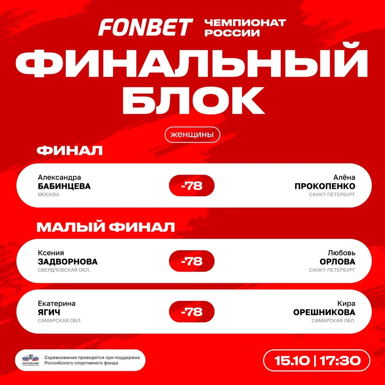 🔝 Женский финальный блок первого дня FONBET чемпионата России