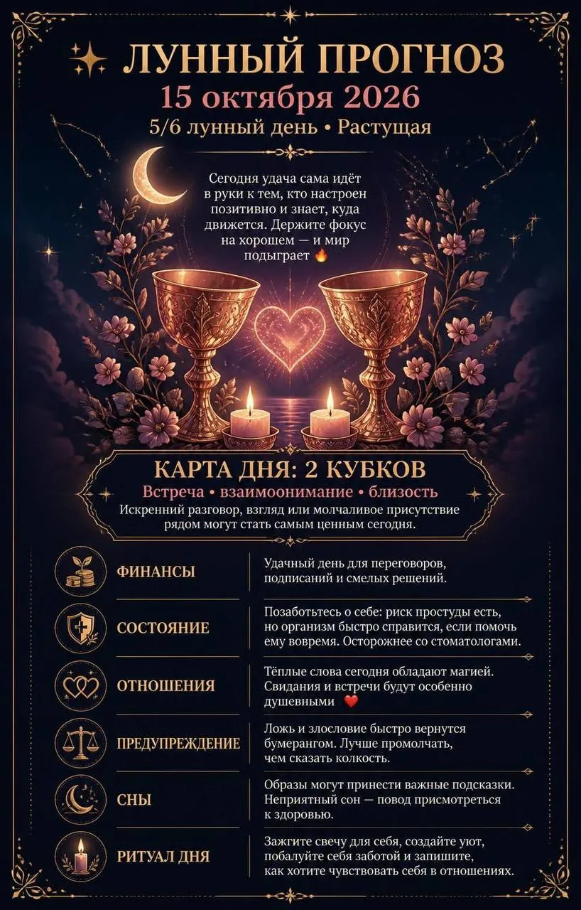 ✨ ЛУННЫЙ ПРОГНОЗ | 15 октября 2026