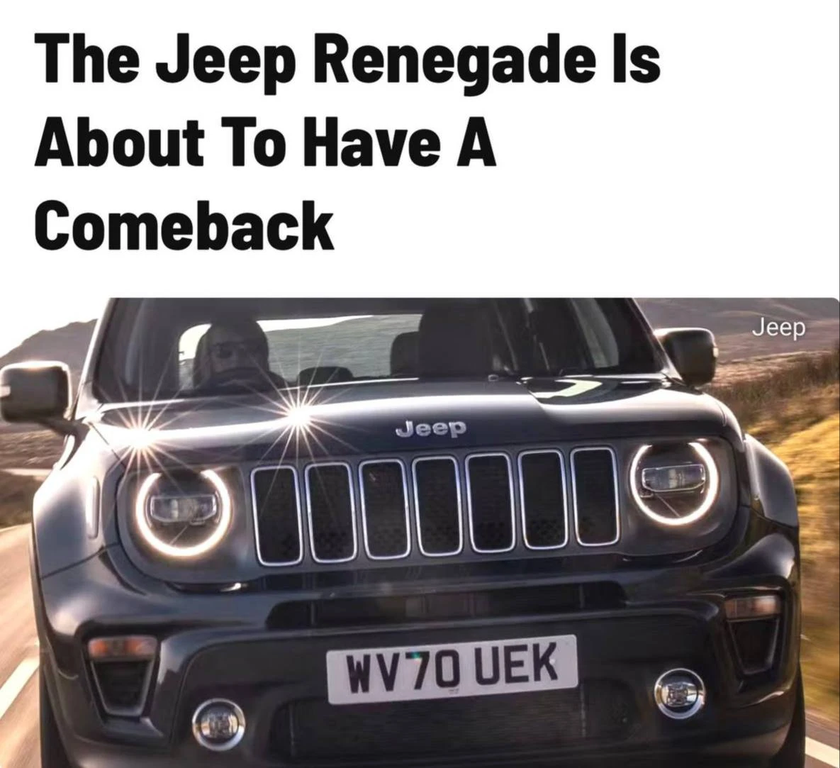 Jeep возродит Renegade после нескольких лет забвения