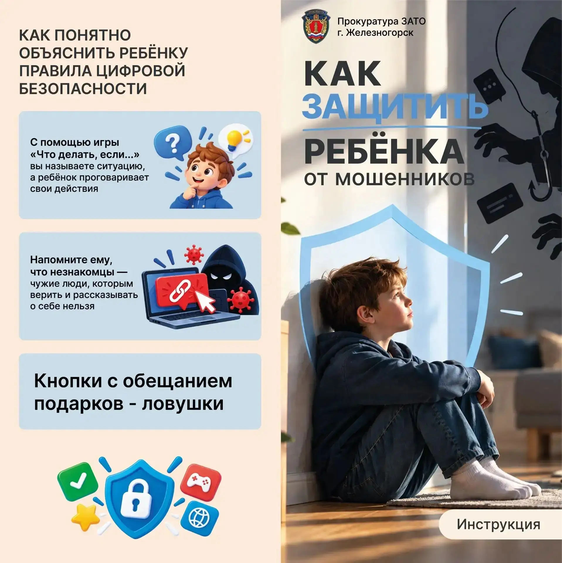 Прокуратурой ЗАТО г. Железногорск подготовлена памятка: «Как защитить 👧 ребёнка от мош...