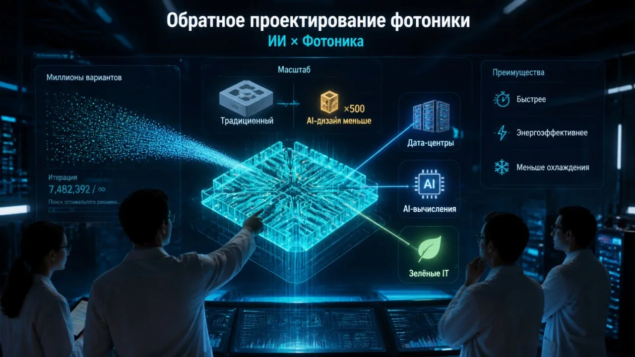 ✅ ИИ создал фотонные чипы в 500 раз меньше обычных: прорыв в вычислениях